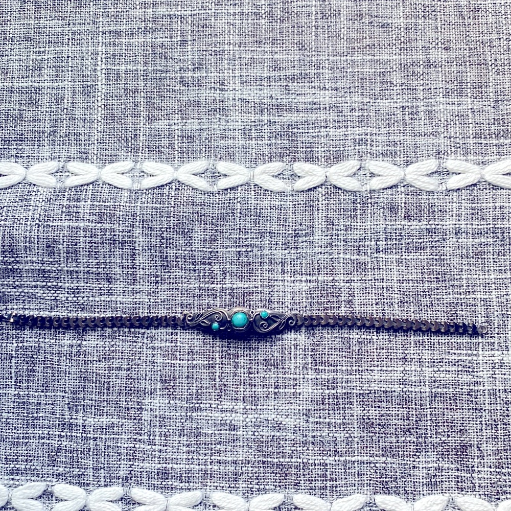 Vintage silver bracelet with turquoise, length - 7 inches, made in Armenia